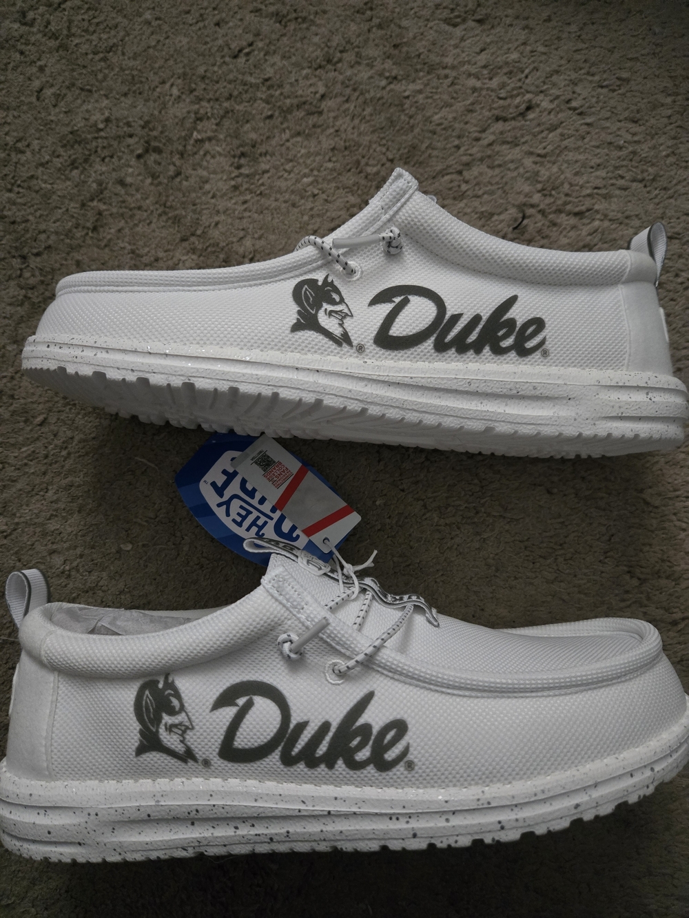 Duke Blue Devils Hey Dudes White And Grey, New With Tags And Box